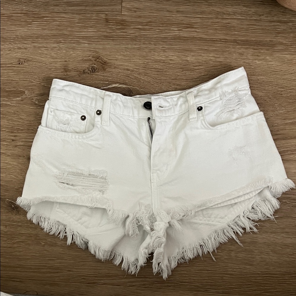 Pistola White Frayed Hem Jean Shorts